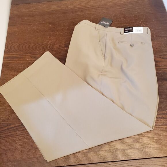 NWT Botany 500 Casual Dress Pants Size W50 Camel Flat Front by Haband $59 - Picture 2 of 16